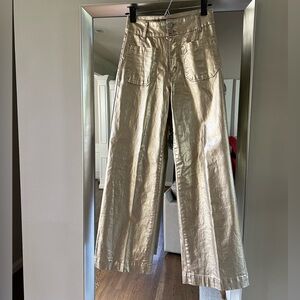 Gibson Latimer Shimmering Gold metallic wide leg jeans